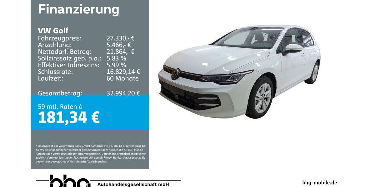 VW Golf 1.468 km 26.660 &euro; Durmersheim 76448